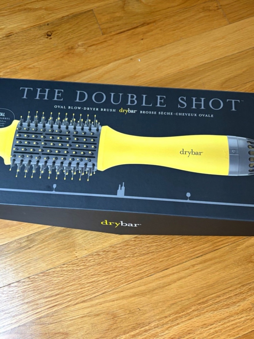 drybar The Double Shot Oval Ionic Brush Dryer 2.4in 1200W Yellow Gray
